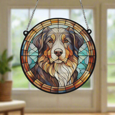 Bernese Mountain Dog Stained Glass Effect Suncatcher